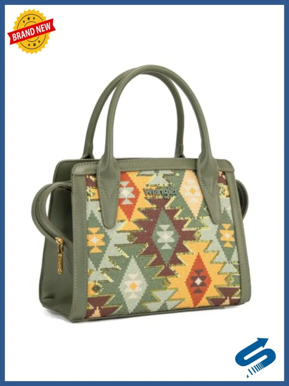 Sparkle Aztec Top-Handle Satchel Purse with Sequins Faux Leather Shoulder Bag